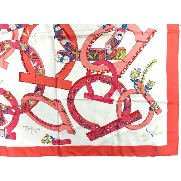 Salvatore Ferragamo Floral Pink and Red Scarf - Picture 6 of 8